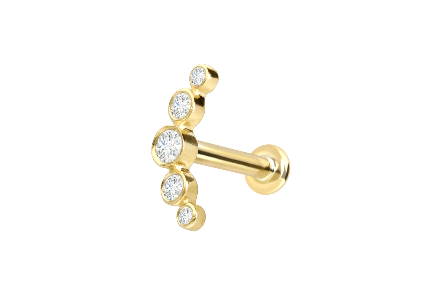 18 Karat Gold Labret Piercing mit Innengewinde DIAMANT-BOGEN